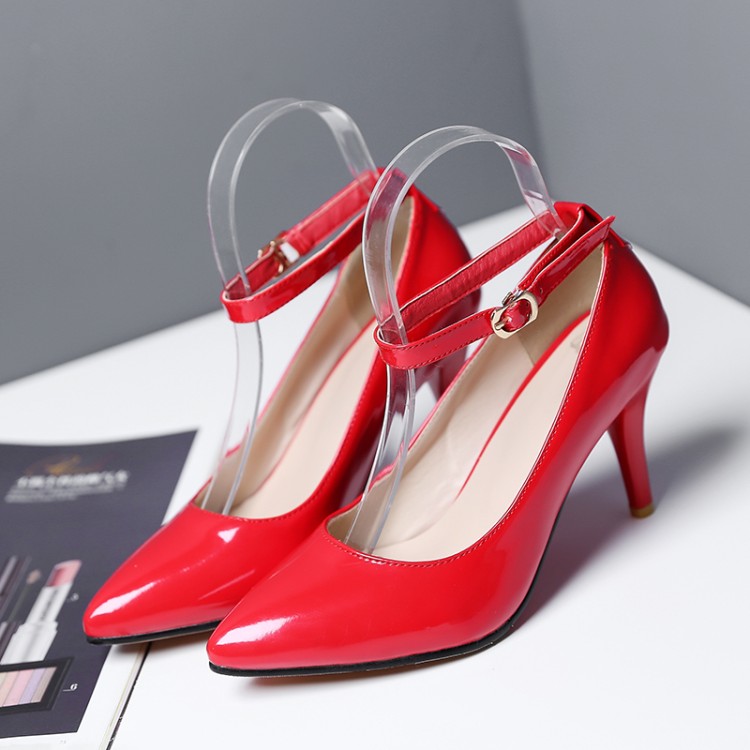 Minimalist Mary Jane High Heel Pumps with Buckle and Pointed Toe - Image 4
