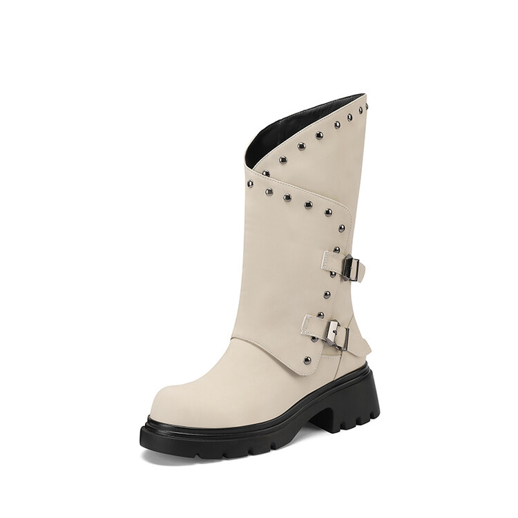 Western Boots with Metal Studs and Chunky Mid Heel - Image 5