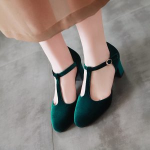 Women's Closed Toe Sandals with Silk Upper and Chunky Mid Heel