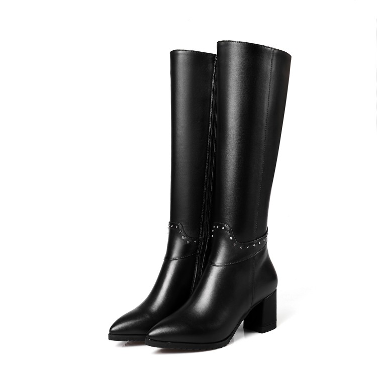 womens-high-shaft-pointed-toe-chunky-heel-boots-with-rivets