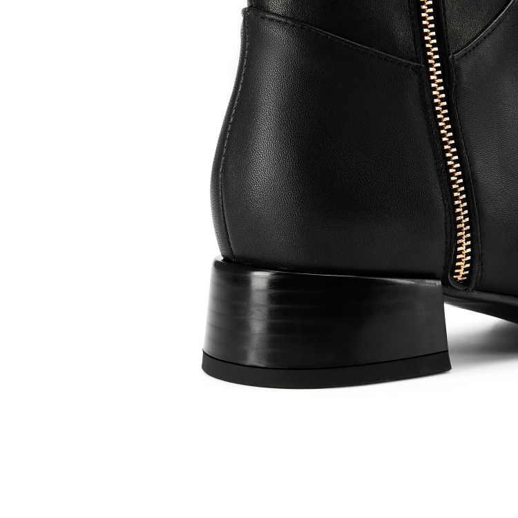 Women's Over-the-Knee Pointed Toe Low Chunky Heel Fashion Boots with Metal Decoration - Style s.html - Image 3