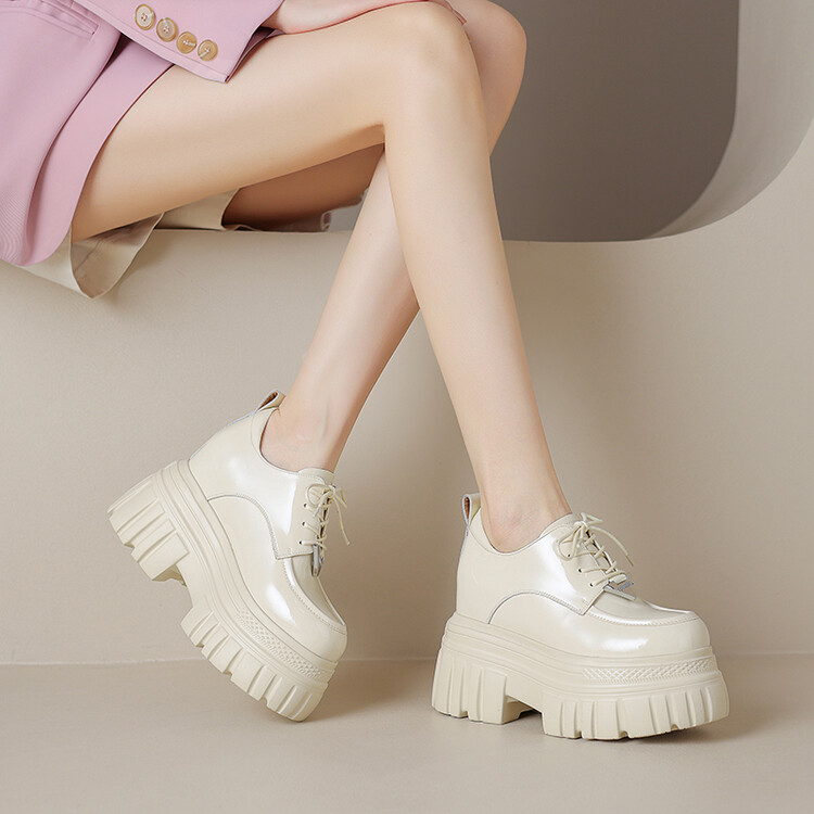 Women's Patent Leather Platform Rocker Shoes - Spring 2024 Casual High Heel - Image 2