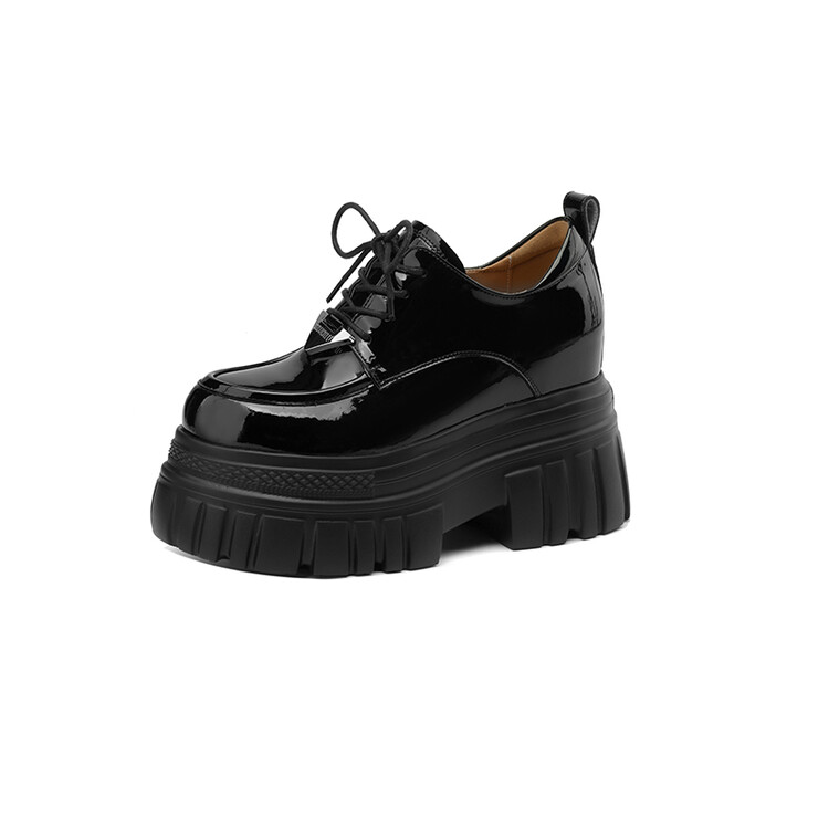 Women's Patent Leather Platform Rocker Shoes - Spring 2024 Casual High Heel - Image 5
