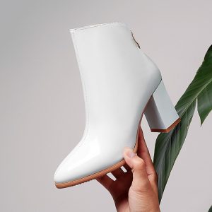 Women's Pointed Toe Mid Heel Square Heel Short Fashion Boots