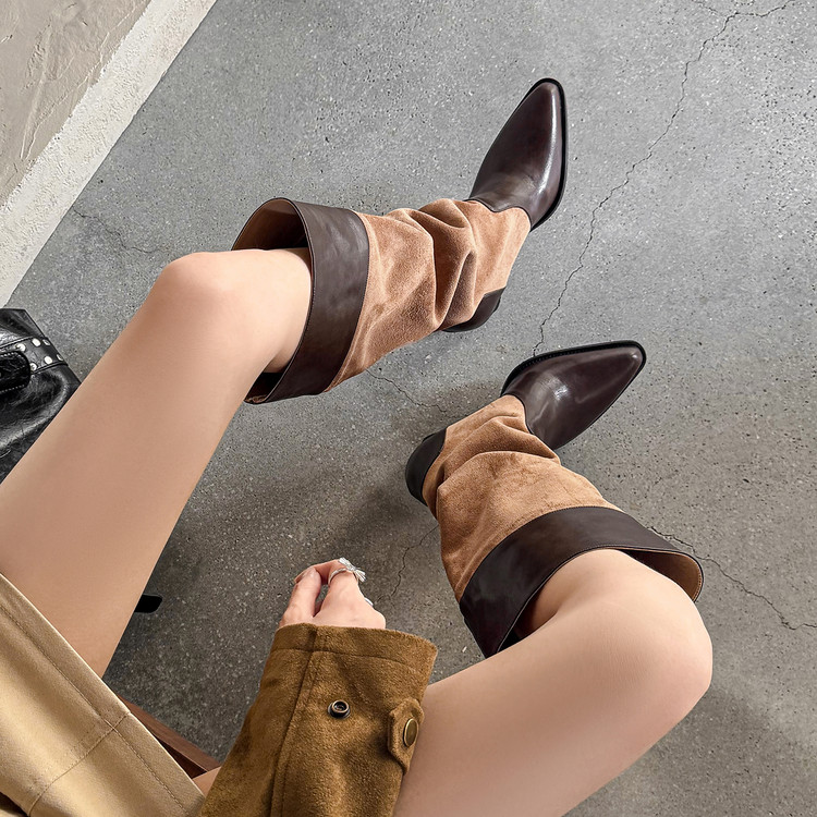 Women's Western High Heel Boots with Pointed Toe and Horseshoe Heel - Image 4